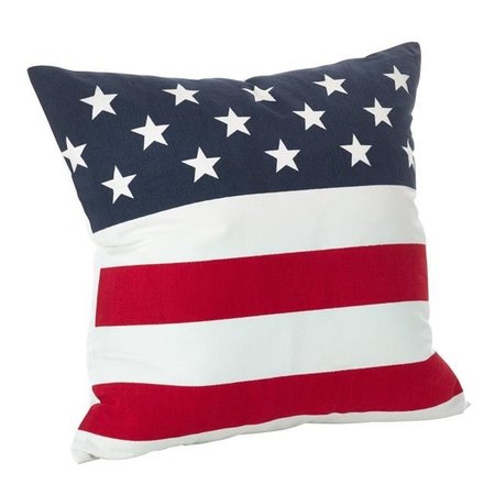 SARO LIFESTYLE SARO 0704P.M20S 20 in. American Flag Design Cotton Down Filled Throw Pillow  Multi Color 0704P.M20S